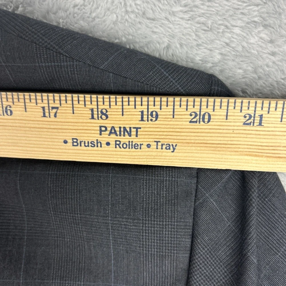 JoS A Bank‎ Men's 44L Sport Coat Blazer Charcoal Black Blue Windowpane 100% Wool